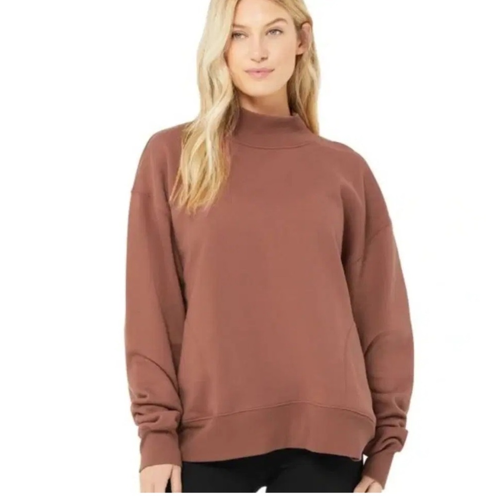 ALO Yoga Chestnut Brown Mock Neck Pullover